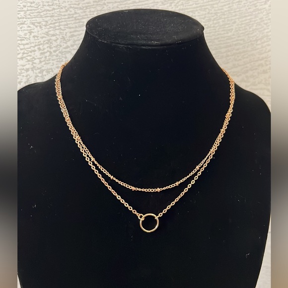 NWT - 1 left! - Connected Layered Necklace with a Chain & Circle Chain - Gold - Picture 4 of 6